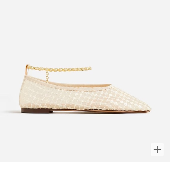J. Crew Shoes - Quinn embellished removable ankle-strap ballet flats in mesh